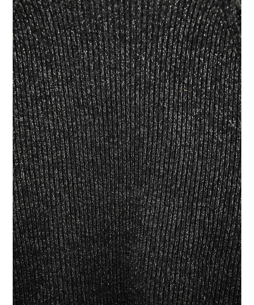 Reurie'（レウリィ）の「スリットショルダーラメニット / スリットショルダーニット ショルダーカット 肩開き カットショルダー オープンショルダー 白 黒 アイボリー ブラック ネイビー プルオーバー スクエアネック ミドル丈 ショート丈 コンパクト ラメニット ラメトップス 大人カジュアル きれいめ シンプル リブ オフィスルック（ニット/セーター・レディース・アイボリー/ネイビー/ブラック・FREE）」の14枚目の写真