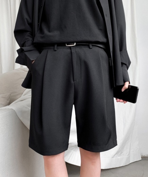 NOWLE（ノウル）の「【NOWLE】スラックス ハーフ ショーツ ショートパンツ（スラックス・メンズ・ブラック/オフホワイト・MEDIUM/LARGE/X-LARGE）」の8枚目の写真