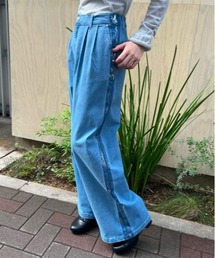 axes femme | サイドライン箔プリントデニム(デニムパンツ)