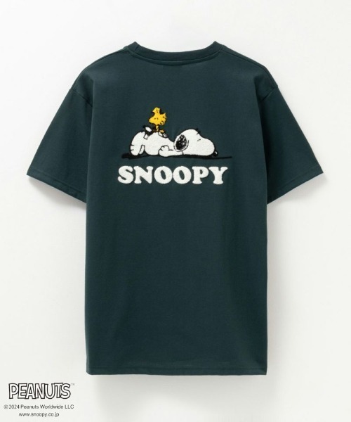 PEANUTS(ピーナッツ)の「PEANUTS SNOOPY スヌーピー サガラ刺繍Tシャツ(Tシャツ/カットソー・メンズ・ブラック/グリーン/ホワイト・XL/L/M)」の8枚目の写真