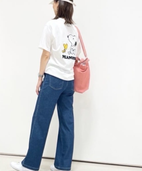 PEANUTS(ピーナッツ)の「PEANUTS SNOOPY スヌーピー サガラ刺繍Tシャツ(Tシャツ/カットソー・メンズ・ブラック/グリーン/ホワイト・XL/L/M)」の4枚目の写真