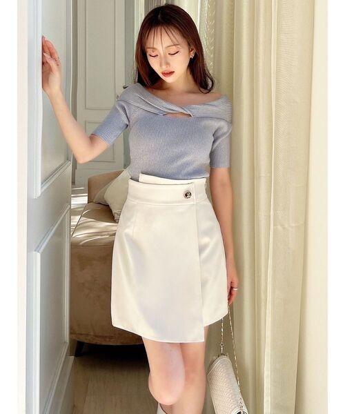 RESEXXY（リゼクシー）の「ツイストデザインオフショルニットトップス（ニット/セーター・レディース・ピンク/ブルー/ブラック・FREE）」の7枚目の写真