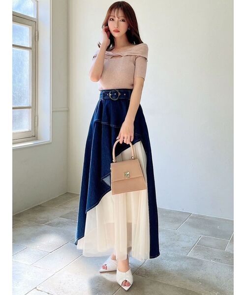 RESEXXY（リゼクシー）の「ツイストデザインオフショルニットトップス（ニット/セーター・レディース・ピンク/ブルー/ブラック・FREE）」の12枚目の写真