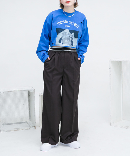 KBF(ケイビーエフ)の「ウエストゴムデザインイージーパンツ(その他パンツ・レディース・チャコールグレー/グレー/ベージュ・ONE)」の8枚目の写真