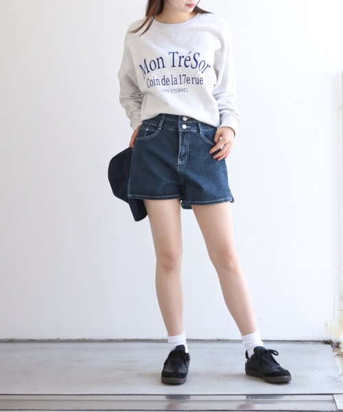 dream in the cradle(ドリームインザクレイドル)の「台形シルエット デニムキュロット(デニムパンツ・レディース・インディゴブルー/ブラック・M/L/S)」の11枚目の写真