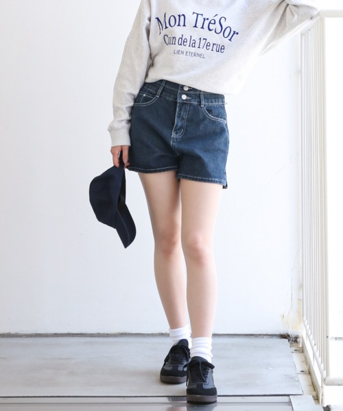 dream in the cradle(ドリームインザクレイドル)の「台形シルエット デニムキュロット(デニムパンツ・レディース・インディゴブルー/ブラック・M/L/S)」の12枚目の写真