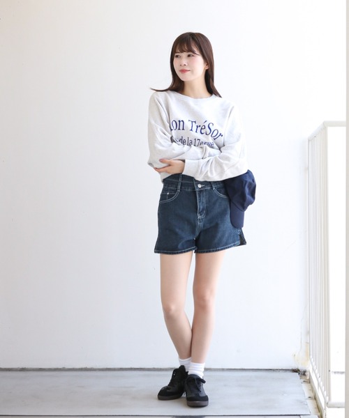 dream in the cradle(ドリームインザクレイドル)の「台形シルエット デニムキュロット(デニムパンツ・レディース・インディゴブルー/ブラック・M/L/S)」の9枚目の写真