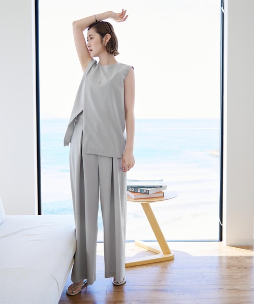 UR'S(ユアーズ)の「オーバーラップタックワイドパンツ(その他パンツ・レディース・ライトグレー/アイボリー/ブラック・L/M/S)」の13枚目の写真