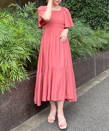 フレアスリーブシャーリングワンピース