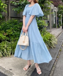 フレアスリーブシャーリングワンピース