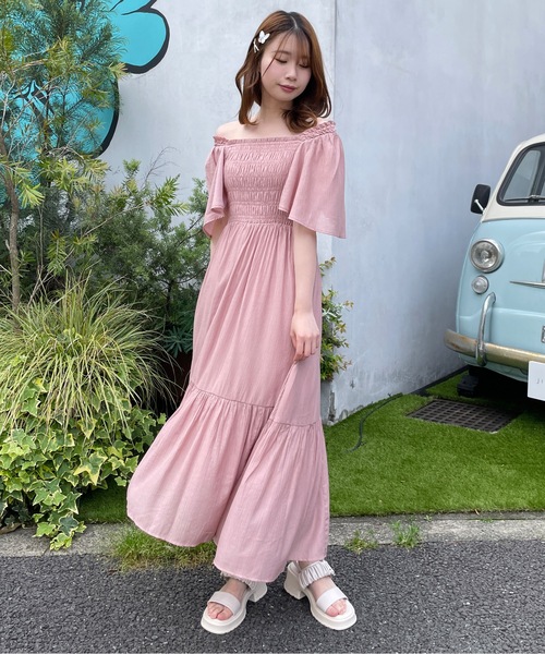 one way（ワンウェイ）の「フレアスリーブシャーリングワンピース（ワンピース・レディース・ブラック/オフホワイト/ライトピンク/ライトブルー/ピンク系その他/ブルー系その他/ホワイト系その他/オレンジ・FREE）」の17枚目の写真