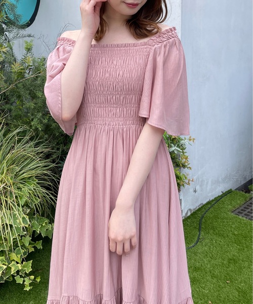 one way（ワンウェイ）の「フレアスリーブシャーリングワンピース（ワンピース・レディース・ブラック/オフホワイト/ライトピンク/ライトブルー/ピンク系その他/ブルー系その他/ホワイト系その他/オレンジ・FREE）」の16枚目の写真