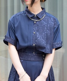 ジャカード切替シャツ