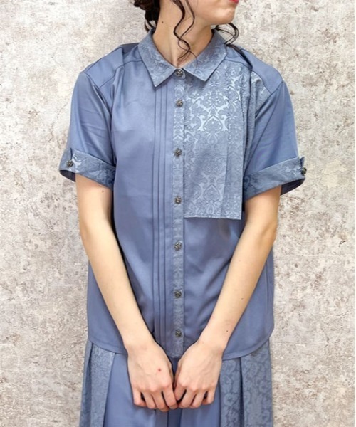 axes femme（アクシーズファム）の「ジャカード切替シャツ（シャツ