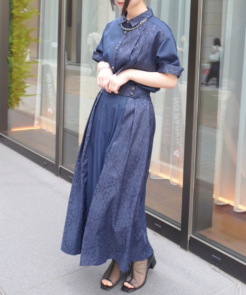 axes femme(アクシーズファム)の「ジャカード切替シャツ(シャツ/ブラウス・レディース・ブラック/ブルーグリーン/ブルー/ネイビー・FREE)」の17枚目の写真