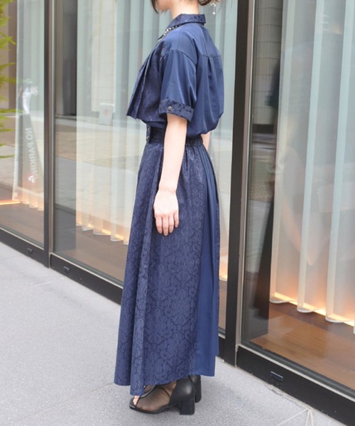 axes femme(アクシーズファム)の「ジャカード切替シャツ(シャツ/ブラウス・レディース・ブラック/ブルーグリーン/ブルー/ネイビー・FREE)」の5枚目の写真