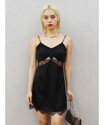 EVRIS | レースドッキングサテンミニワンピース(ワンピース)