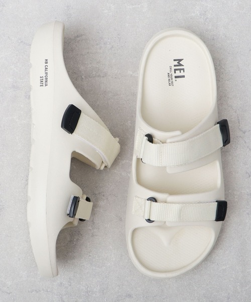 MEI(メイ)の「軽量 ダブルテープ リカバリー 高クッション EVA スライドサンダル(サンダル・メンズ・ホワイト/ブラック・M/S/L)」の1枚目の写真