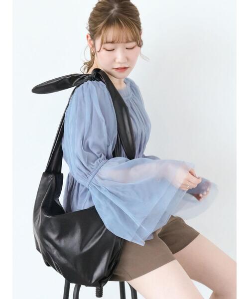 ehka sopo（エヘカソポ）の「リボンショルダーバッグ（ハンドバッグ・レディース・シルバー/ブラック/キナリ・F）」の6枚目の写真