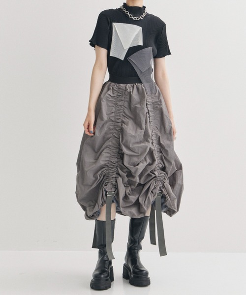 MECRE（メクル）の「【MECRE/メクル】ベルトコードデザインスカート（スカート・レディース・グレー/ブラック・S/XS）」の9枚目の写真