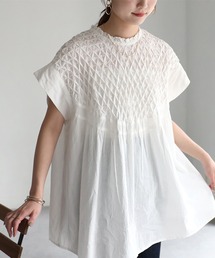 Riberry | インド綿スモッキング刺繍フレアブラウス(シャツ/ブラウス)