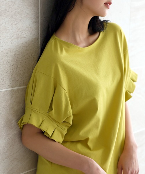 itto...(イット)の「華やかタック袖カットソー(Tシャツ/カットソー・レディース・ブラック/イエロー/オフホワイト/グレイッシュベージュ・M)」の20枚目の写真