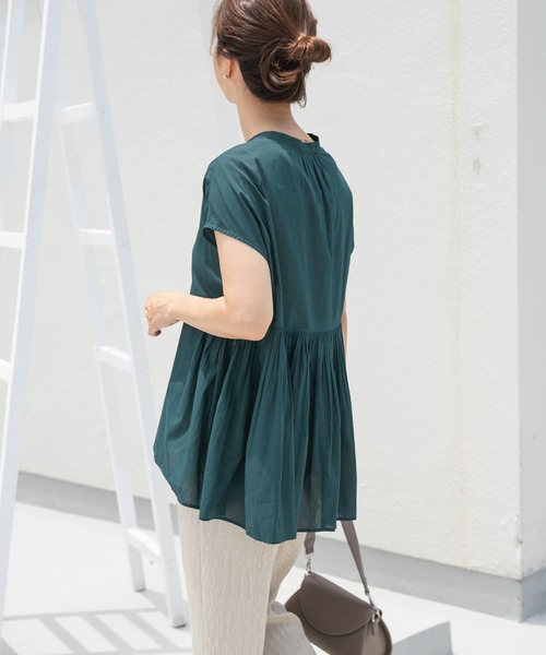 URBAN RESEARCH DOORS（アーバンリサーチドアーズ）の「コットンボイルサイドギャザーブラウス（シャツ/ブラウス・レディース・ピンク系その他/ブルー系その他/チャコールグレー・MEDIUM）」の21枚目の写真