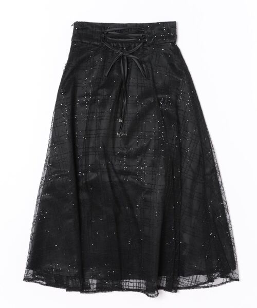 SWINGLE(スウィングル)の「スパンチェックチュールフレアスカート(スカート・レディース・サックスブルー/ピンク/ブラック・FREE)」の4枚目の写真