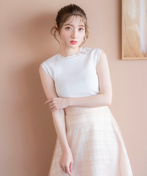 SWINGLE(スウィングル)の「スパンチェックチュールフレアスカート(スカート・レディース・サックスブルー/ピンク/ブラック・FREE)」の9枚目の写真