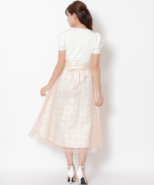 SWINGLE(スウィングル)の「スパンチェックチュールフレアスカート(スカート・レディース・サックスブルー/ピンク/ブラック・FREE)」の16枚目の写真