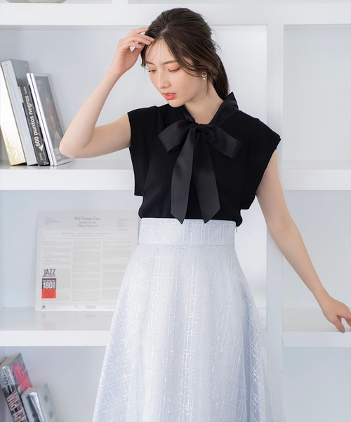 SWINGLE(スウィングル)の「スパンチェックチュールフレアスカート(スカート・レディース・サックスブルー/ピンク/ブラック・FREE)」の7枚目の写真