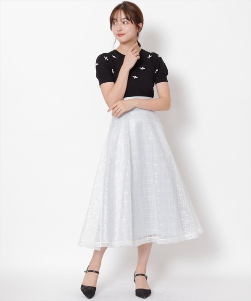 SWINGLE(スウィングル)の「スパンチェックチュールフレアスカート(スカート・レディース・サックスブルー/ピンク/ブラック・FREE)」の12枚目の写真