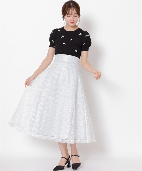 SWINGLE(スウィングル)の「スパンチェックチュールフレアスカート(スカート・レディース・サックスブルー/ピンク/ブラック・FREE)」の13枚目の写真