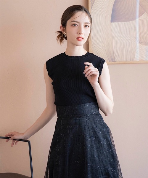 SWINGLE(スウィングル)の「スパンチェックチュールフレアスカート(スカート・レディース・サックスブルー/ピンク/ブラック・FREE)」の11枚目の写真