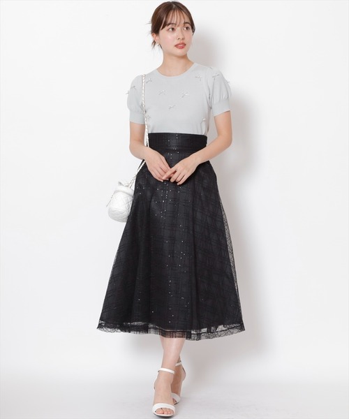 SWINGLE(スウィングル)の「スパンチェックチュールフレアスカート(スカート・レディース・サックスブルー/ピンク/ブラック・FREE)」の19枚目の写真