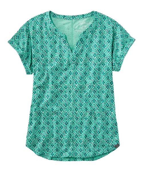 tシャツ ストリームサイド・ティ、半袖　スプリットネック　プリント 米国フィット・プチ レディース Amazon.co.jp: [エルエルビーン] ウィメンズ ストリームサイド