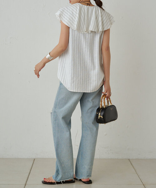 LOUNGEDRESS（ラウンジドレス）の「フリルカラーノースリブラウス 