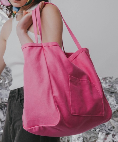 Solace(ソレイス)の「カラービッグトートバッグ(トートバッグ・レディース・イエロー/オレンジ/ピンク/グリーン・FREE)」の3枚目の写真