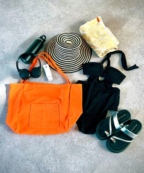 Solace(ソレイス)の「カラービッグトートバッグ(トートバッグ・レディース・イエロー/オレンジ/ピンク/グリーン・FREE)」の6枚目の写真