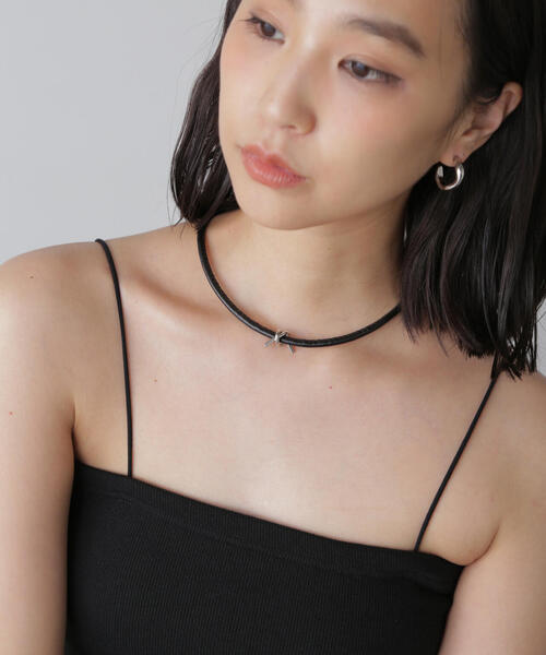 FREE'S MART(フリーズマート)の「ねじりロープチョーカー(ネックレス・レディース・ブラック・フリ-)」の1枚目の写真