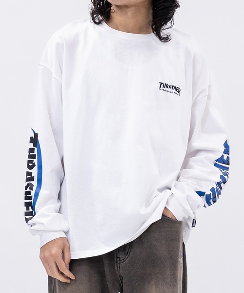 THRASHER（スラッシャー）の「【at】〔THRASHER/スラッシャー〕OE天竺 バックプリント/袖プリント Long Sleeve T-shirt（Tシャツ/カットソー・メンズ・ホワイト系1/ホワイト系2/ブラック系1/ブラック系2/ライトグレー系1/ライトグレー系2/ダークグリーン系1/ダークグリーン系2/ホワイト系4/ブラック系3/ライトグレー系4/ホワイト系3/ブラック系4/ライトグレー系3/ホワイト系5/ブラック系5/ブラック系6/ブラック系7/ホワイト系7/ライトグレー系5/ライトグレー系6/ライトグレー系7/ホワイト系6・MEDIUM/LARGE）」の6枚目の写真