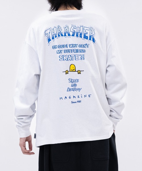 THRASHER（スラッシャー）の「【at】〔THRASHER/スラッシャー〕OE天竺 バックプリント/袖プリント Long Sleeve T-shirt（Tシャツ/カットソー・メンズ・ホワイト系1/ホワイト系2/ブラック系1/ブラック系2/ライトグレー系1/ライトグレー系2/ダークグリーン系1/ダークグリーン系2/ホワイト系4/ブラック系3/ライトグレー系4/ホワイト系3/ブラック系4/ライトグレー系3/ホワイト系5/ブラック系5/ブラック系6/ブラック系7/ホワイト系7/ライトグレー系5/ライトグレー系6/ライトグレー系7/ホワイト系6・MEDIUM/LARGE）」の8枚目の写真