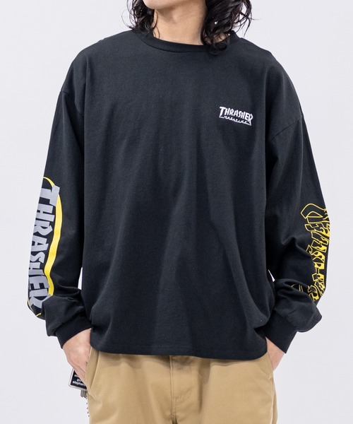 THRASHER（スラッシャー）の「【at】〔THRASHER/スラッシャー〕OE天竺 バックプリント/袖プリント Long Sleeve T-shirt（Tシャツ/カットソー・メンズ・ホワイト系1/ホワイト系2/ブラック系1/ブラック系2/ライトグレー系1/ライトグレー系2/ダークグリーン系1/ダークグリーン系2/ホワイト系4/ブラック系3/ライトグレー系4/ホワイト系3/ブラック系4/ライトグレー系3/ホワイト系5/ブラック系5/ブラック系6/ブラック系7/ホワイト系7/ライトグレー系5/ライトグレー系6/ライトグレー系7/ホワイト系6・MEDIUM/LARGE）」の12枚目の写真