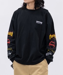 THRASHER（スラッシャー）の「【at】〔THRASHER スラッシャー〕OE天竺 バックプリント 袖プリント Long Sleeve T-shirt（Tシャツ/カットソー）」