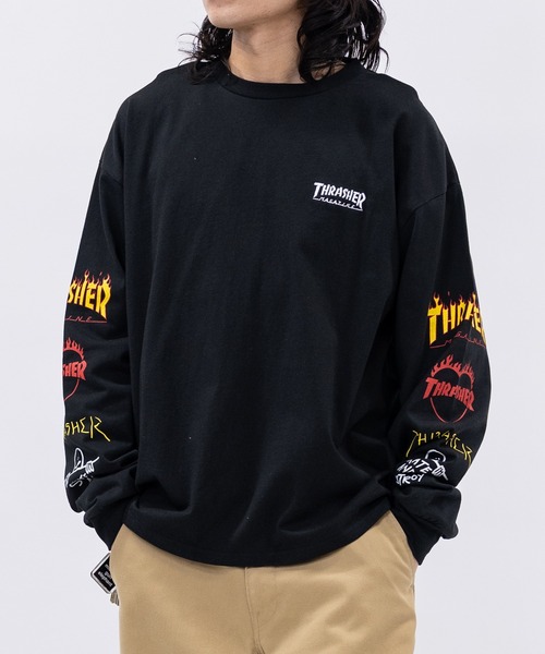 THRASHER（スラッシャー）の「【at】〔THRASHER/スラッシャー〕OE天竺 バックプリント/袖プリント Long Sleeve T-shirt（Tシャツ/カットソー・メンズ・ホワイト系1/ホワイト系2/ブラック系1/ブラック系2/ライトグレー系1/ライトグレー系2/ダークグリーン系1/ダークグリーン系2/ホワイト系4/ブラック系3/ライトグレー系4/ホワイト系3/ブラック系4/ライトグレー系3/ホワイト系5/ブラック系5/ブラック系6/ブラック系7/ホワイト系7/ライトグレー系5/ライトグレー系6/ライトグレー系7/ホワイト系6・MEDIUM/LARGE）」の13枚目の写真
