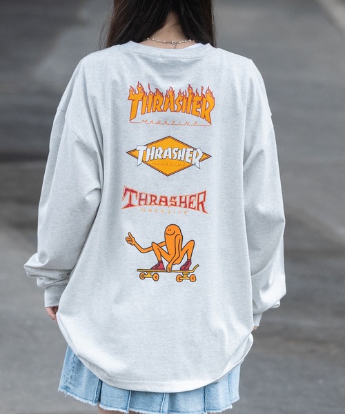 THRASHER（スラッシャー）の「【at】〔THRASHER/スラッシャー〕OE天竺 バックプリント/袖プリント Long Sleeve T-shirt（Tシャツ/カットソー・メンズ・ホワイト系1/ホワイト系2/ブラック系1/ブラック系2/ライトグレー系1/ライトグレー系2/ダークグリーン系1/ダークグリーン系2/ホワイト系4/ブラック系3/ライトグレー系4/ホワイト系3/ブラック系4/ライトグレー系3/ホワイト系5/ブラック系5/ブラック系6/ブラック系7/ホワイト系7/ライトグレー系5/ライトグレー系6/ライトグレー系7/ホワイト系6・MEDIUM/LARGE）」の15枚目の写真