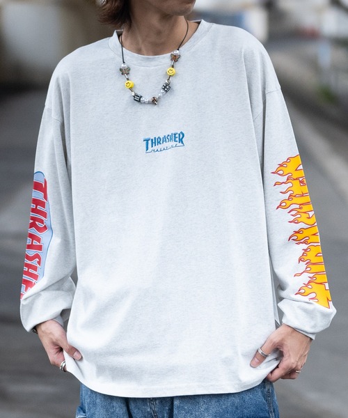 THRASHER（スラッシャー）の「【at】〔THRASHER/スラッシャー〕OE天竺 バックプリント/袖プリント Long Sleeve T-shirt（Tシャツ/カットソー・メンズ・ホワイト系1/ホワイト系2/ブラック系1/ブラック系2/ライトグレー系1/ライトグレー系2/ダークグリーン系1/ダークグリーン系2/ホワイト系4/ブラック系3/ライトグレー系4/ホワイト系3/ブラック系4/ライトグレー系3/ホワイト系5/ブラック系5/ブラック系6/ブラック系7/ホワイト系7/ライトグレー系5/ライトグレー系6/ライトグレー系7/ホワイト系6・MEDIUM/LARGE）」の16枚目の写真