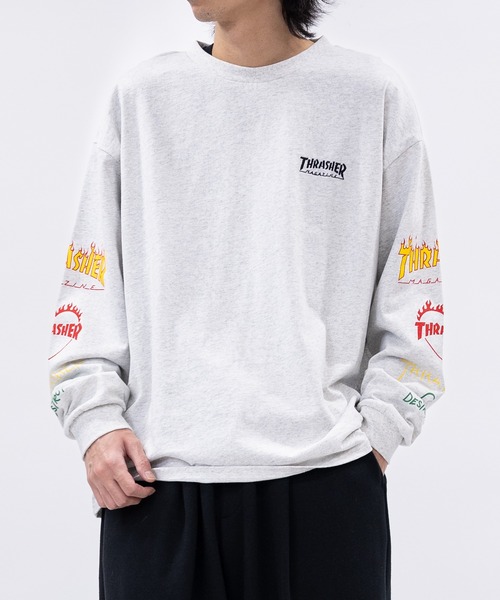THRASHER（スラッシャー）の「【at】〔THRASHER/スラッシャー〕OE天竺 バックプリント/袖プリント Long Sleeve T-shirt（Tシャツ/カットソー・メンズ・ホワイト系1/ホワイト系2/ブラック系1/ブラック系2/ライトグレー系1/ライトグレー系2/ダークグリーン系1/ダークグリーン系2/ホワイト系4/ブラック系3/ライトグレー系4/ホワイト系3/ブラック系4/ライトグレー系3/ホワイト系5/ブラック系5/ブラック系6/ブラック系7/ホワイト系7/ライトグレー系5/ライトグレー系6/ライトグレー系7/ホワイト系6・MEDIUM/LARGE）」の20枚目の写真