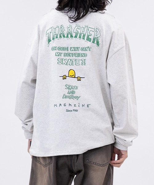 THRASHER（スラッシャー）の「【at】〔THRASHER/スラッシャー〕OE天竺 バックプリント/袖プリント Long Sleeve T-shirt（Tシャツ/カットソー・メンズ・ホワイト系1/ホワイト系2/ブラック系1/ブラック系2/ライトグレー系1/ライトグレー系2/ダークグリーン系1/ダークグリーン系2/ホワイト系4/ブラック系3/ライトグレー系4/ホワイト系3/ブラック系4/ライトグレー系3/ホワイト系5/ブラック系5/ブラック系6/ブラック系7/ホワイト系7/ライトグレー系5/ライトグレー系6/ライトグレー系7/ホワイト系6・MEDIUM/LARGE）」の21枚目の写真