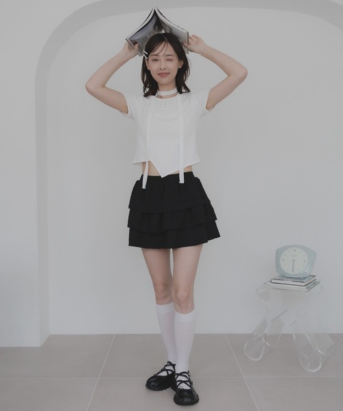 3.3 Field Trip （3.3フィールドトリップ）の「3.3 Field Trip／マフラーツキボタンT（Tシャツ/カットソー・レディース・ホワイト/シルバーグレー/ブルー・FREE）」の22枚目の写真